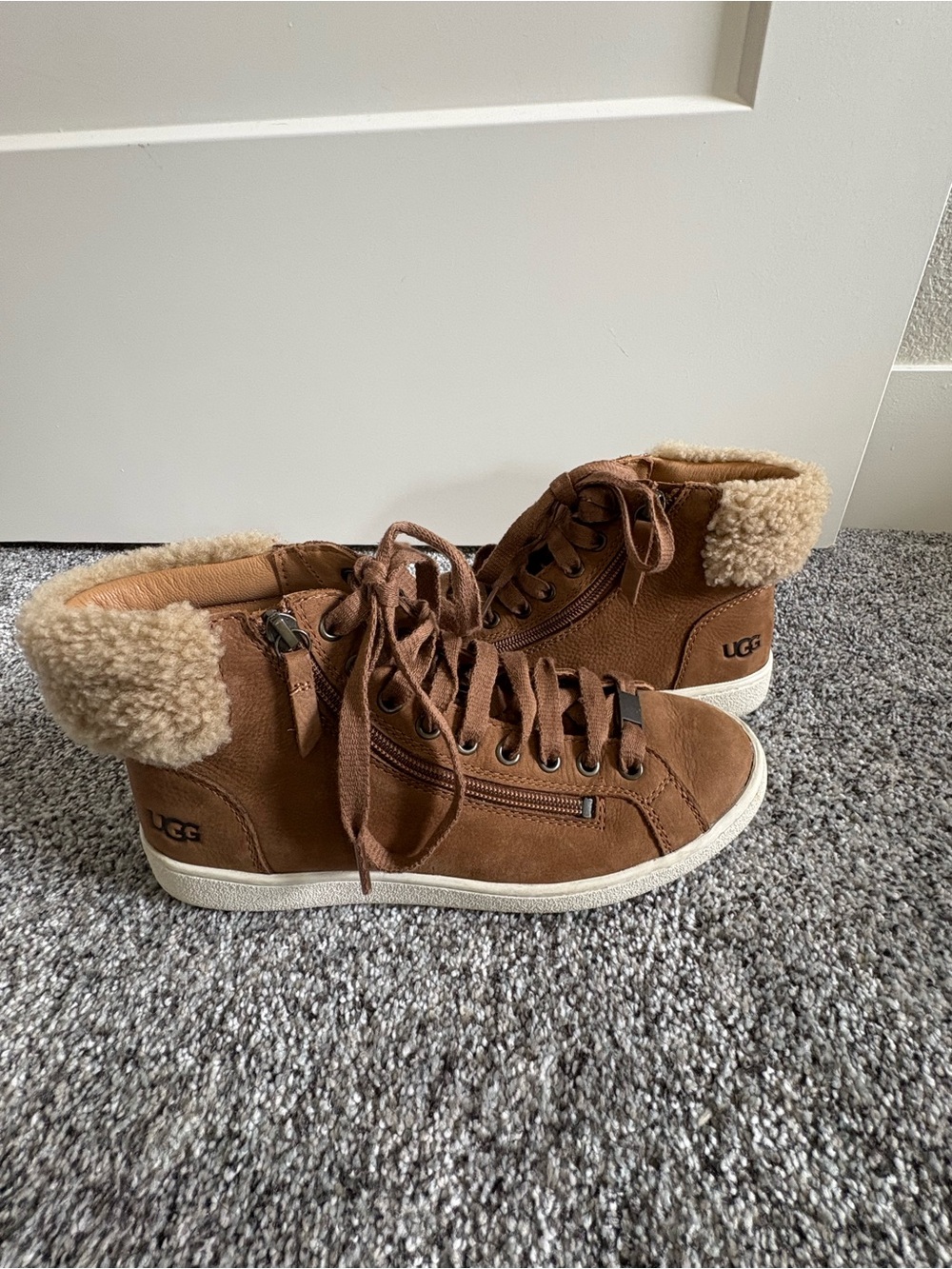 UGG Women’s Chestnut Suede Shearling-Cuff High-Top Sneakers